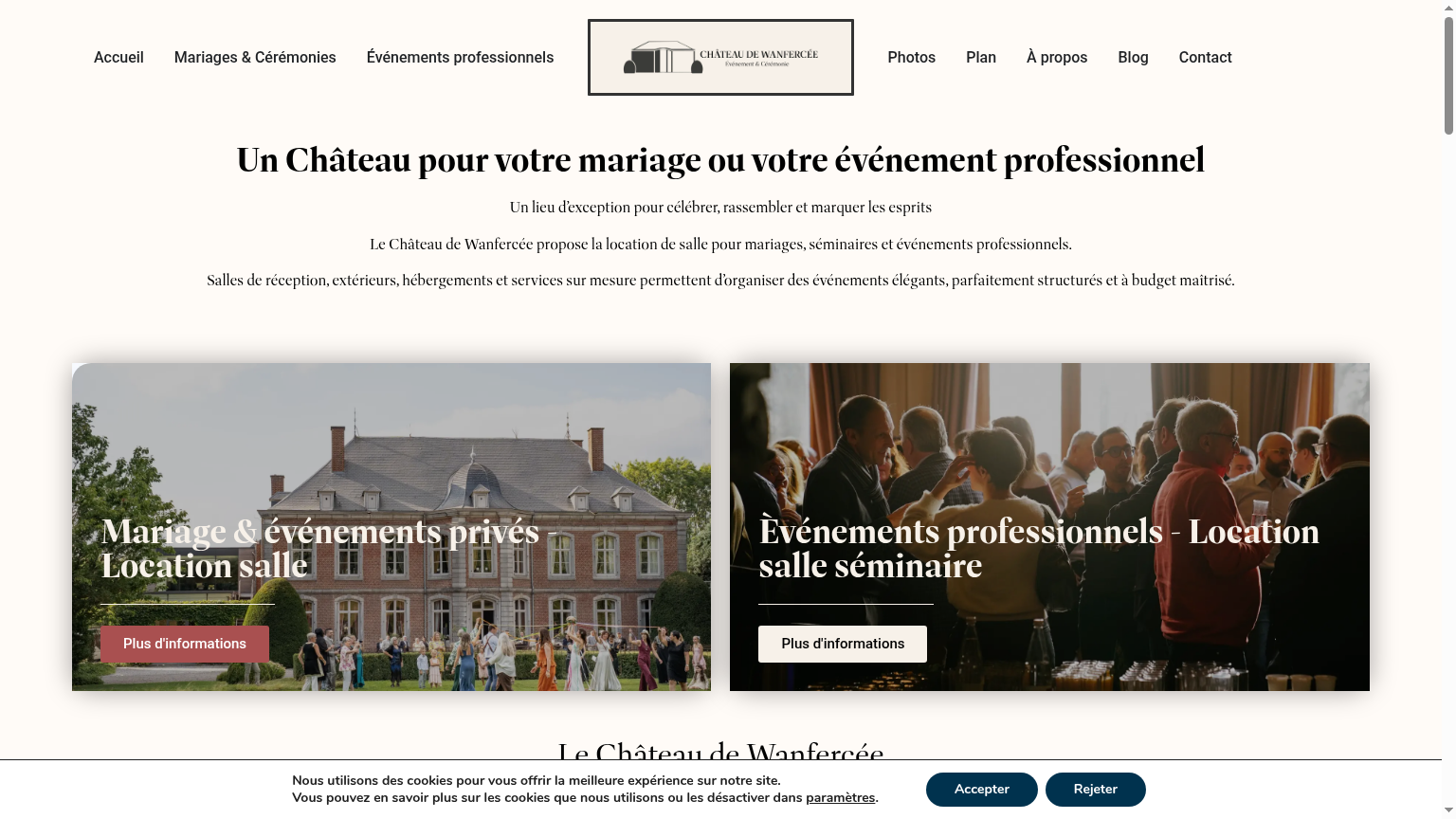 Aperçu du site Château de Wanfercée — projet SEO Nearmi à Charleroi